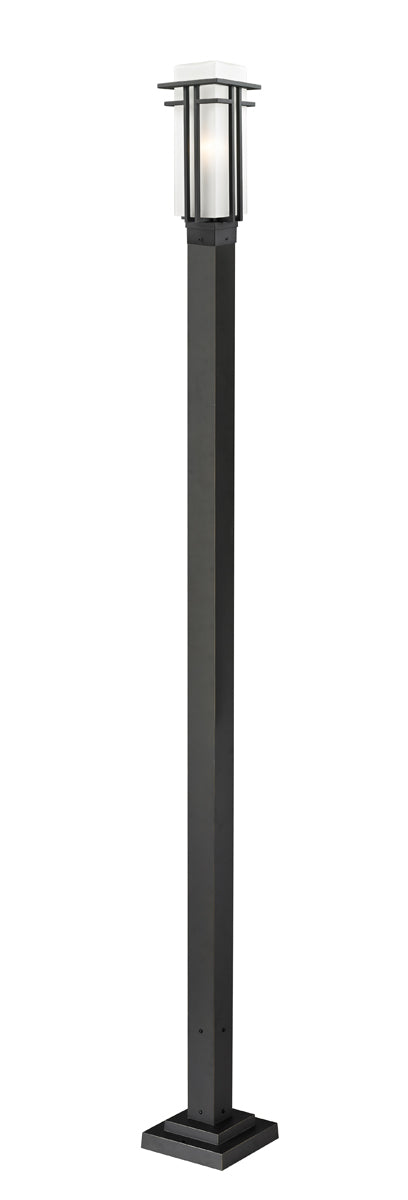 Abbey 1-Light Outdoor Post-Light in Black with Matte Opal Glass - Lamps Expo
