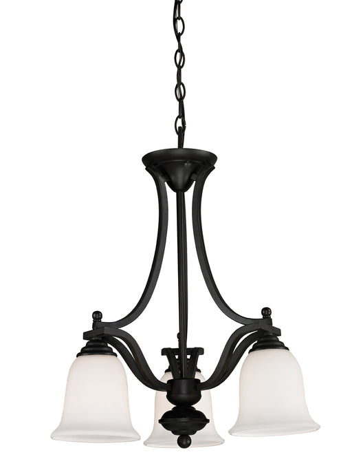 Lagoon 3-Light Chandelier in Matte Black with Matte Opal Glass - Lamps Expo