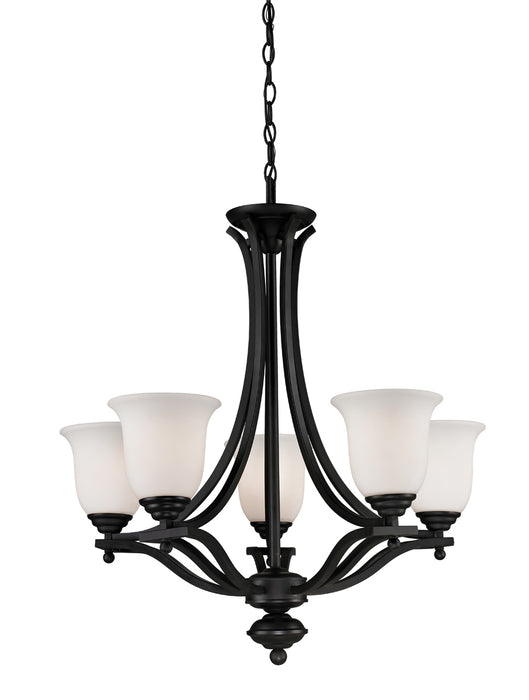 Lagoon 5-Light Chandelier in Matte Black with Matte Opal Glass - Lamps Expo