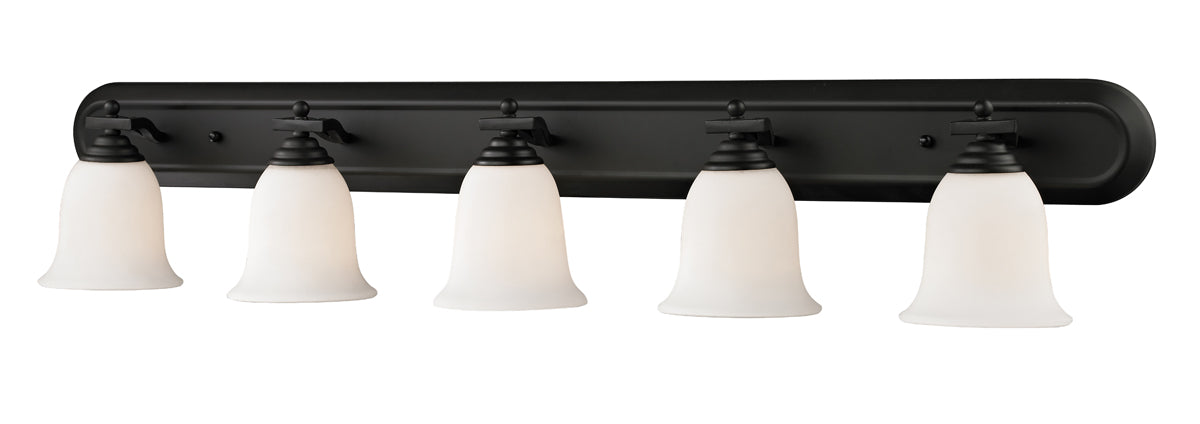 Lagoon 5-Light Vanity in Matte Black with Matte Opal Glass - Lamps Expo