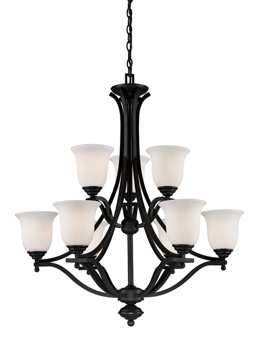 Lagoon 9-Light Chandelier in Matte Black with Matte Opal Glass - Lamps Expo