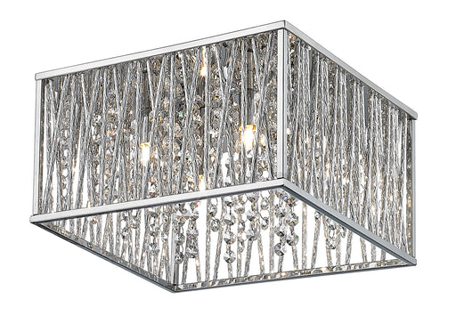 Terra 4-Light Flush Mount in Chrome with Chrome Aluminum Shade - Lamps Expo