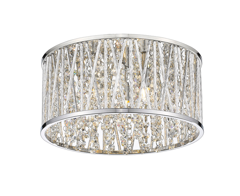 Terra 3-Light Flush Mount in Chrome with Chrome Aluminum Shade - Lamps Expo