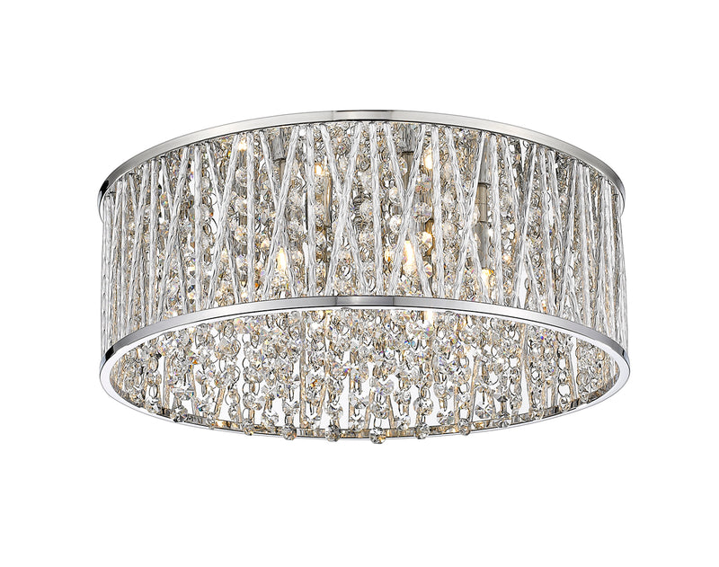 Terra 6-Light Flush Mount in Chrome with Chrome Aluminum Shade - Lamps Expo