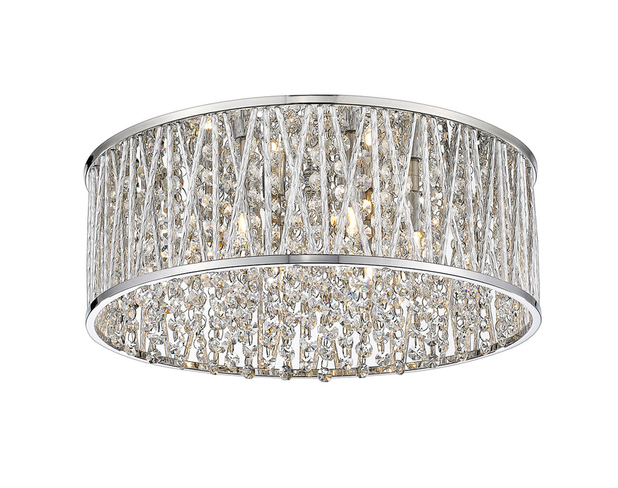 Terra 6-Light Flush Mount in Chrome with Chrome Aluminum Shade - Lamps Expo