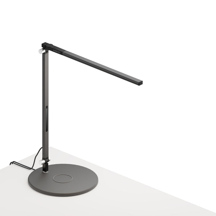 Z-Bar Solo mini Desk Lamp with wireless charging Qi base (Warm Light; Metallic Black)