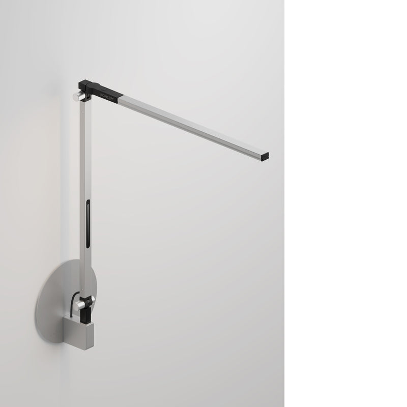 Z-Bar Solo mini Desk Lamp with hardwire wall mount (Warm Light; Silver)