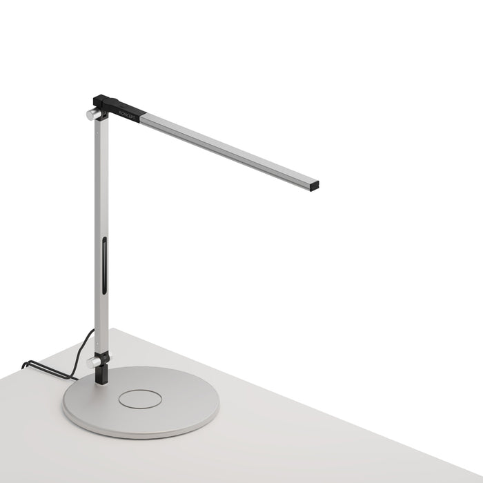 Z-Bar Solo mini Desk Lamp with wireless charging Qi base (Warm Light; Silver)