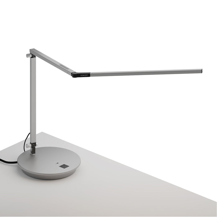 Z-Bar Desk Lamp with power base (USB and AC outlets) (Warm Light, Silver)