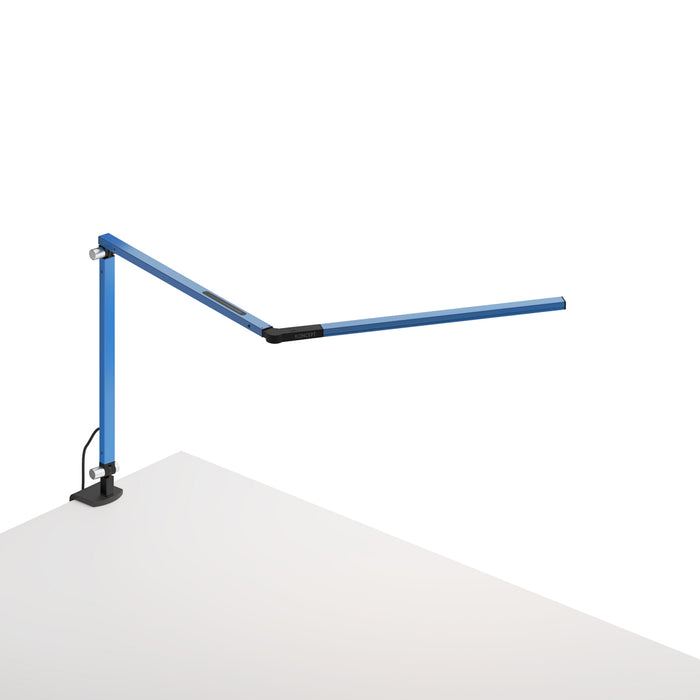 Z-Bar mini Desk Lamp with Metallic Black one-piece desk clamp (Warm Light; Blue)