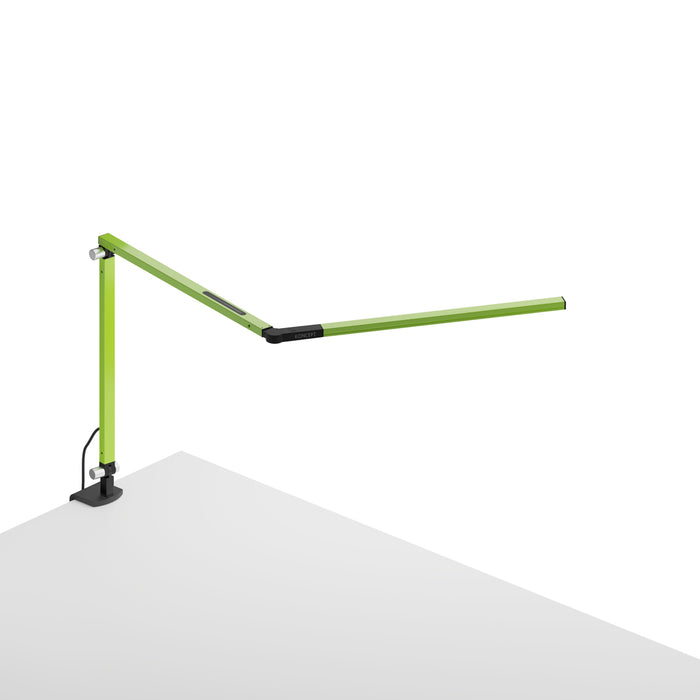 Z-Bar mini Desk Lamp with Metallic Black one-piece desk clamp (Warm Light; Green)
