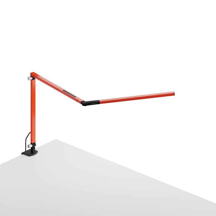 Z-Bar mini Desk Lamp with Metallic Black one-piece desk clamp (Warm Light; Orange)