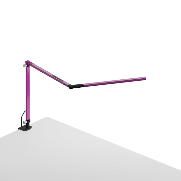 Z-Bar mini Desk Lamp with Metallic Black one-piece desk clamp (Warm Light; Purple)