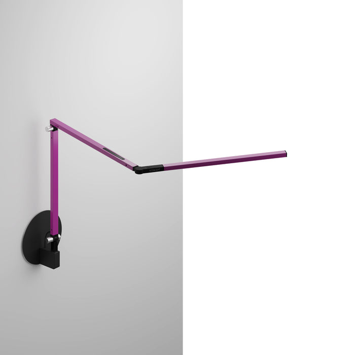 Z-Bar mini Desk Lamp with Metallic Black hardwire wall mount (Warm Light; Purple)