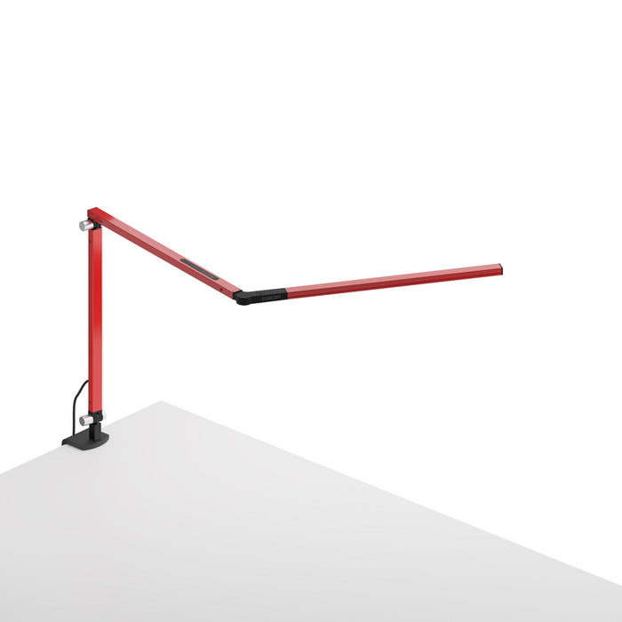 Z-Bar mini Desk Lamp with Metallic Black one-piece desk clamp (Warm Light; Red)
