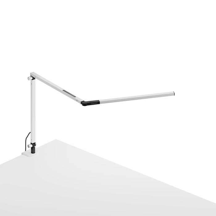 Z-Bar mini Desk Lamp with White one-piece desk clamp (Warm Light; White)
