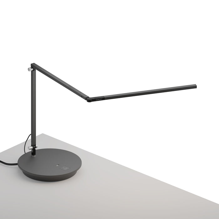 Z-Bar slim Desk Lamp with power base (USB and AC outlets) (Warm Light; Metallic Black)
