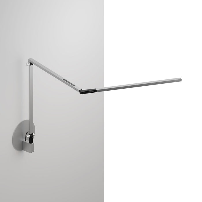 Z-Bar slim Desk Lamp with hardwire wall mount (Warm Light; Silver)