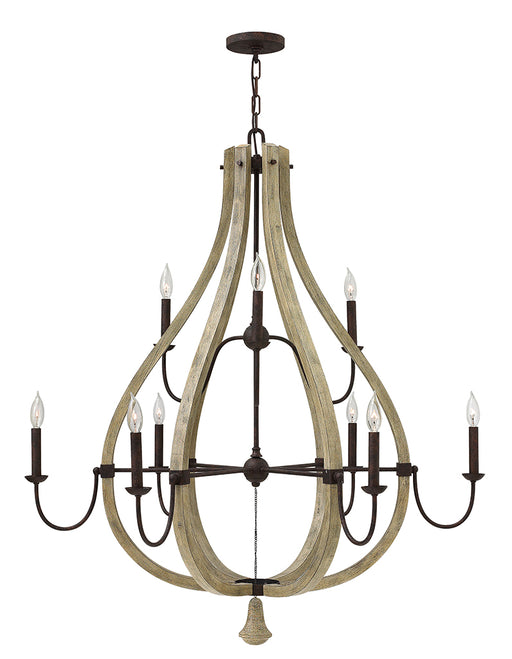 Middlefield Large Open Frame Two Tier Chandelier in Iron Rust - Lamps Expo