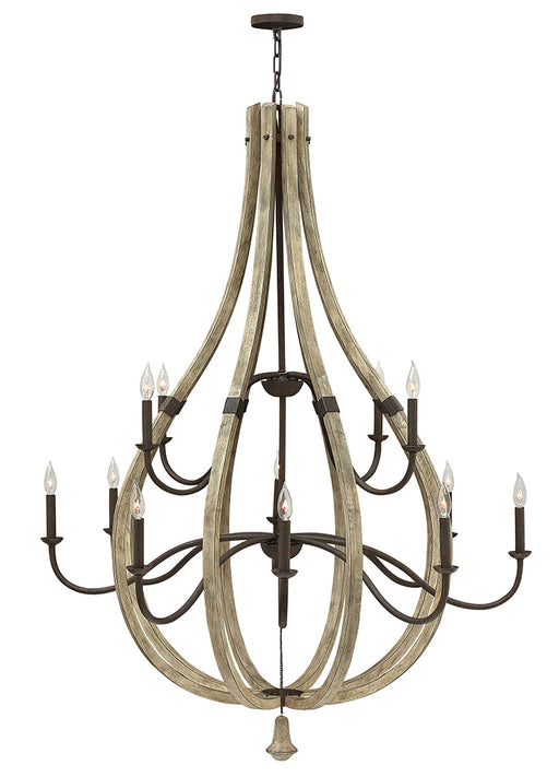 Middlefield Extra Large Open Frame Two Tier Chandelier in Iron Rust - Lamps Expo