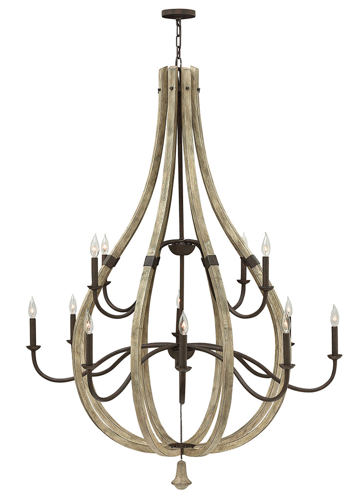 Middlefield Extra Large Open Frame Two Tier Chandelier in Iron Rust - Lamps Expo