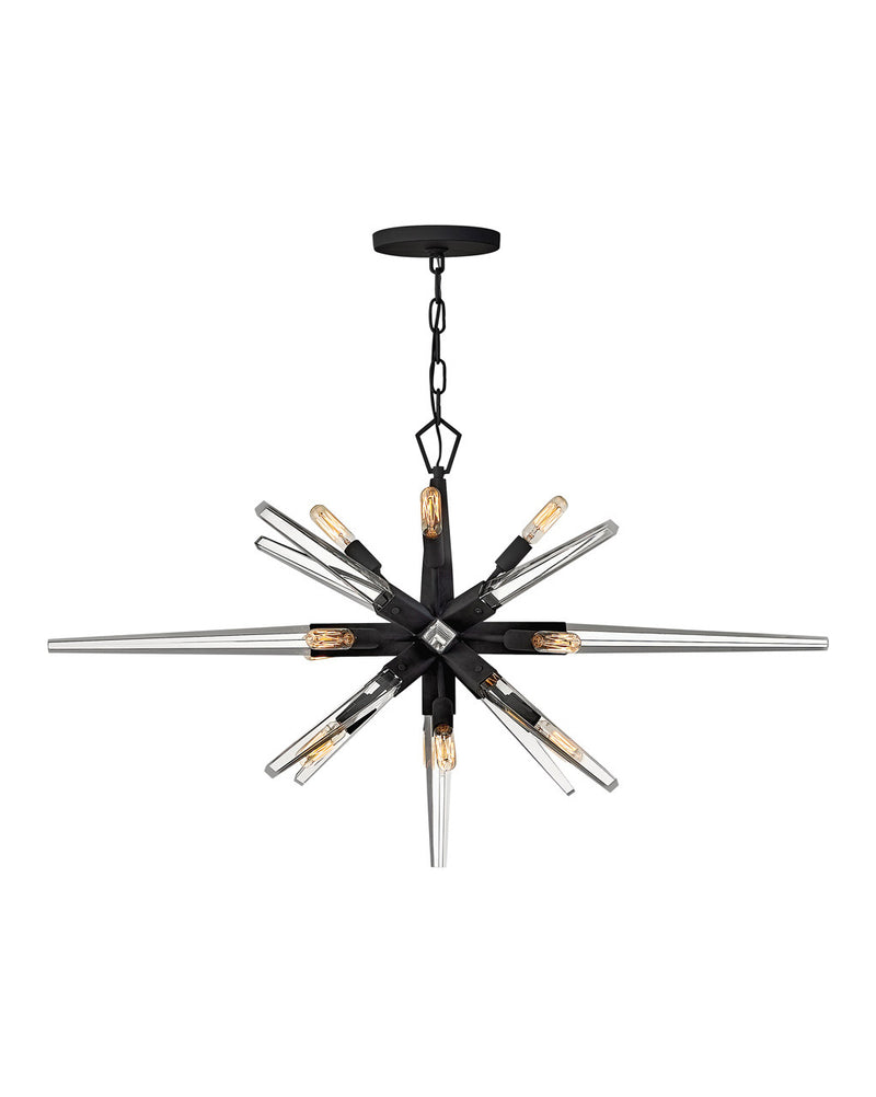 Ariel Twelve Light Linear Chandelier in Black - Lamps Expo