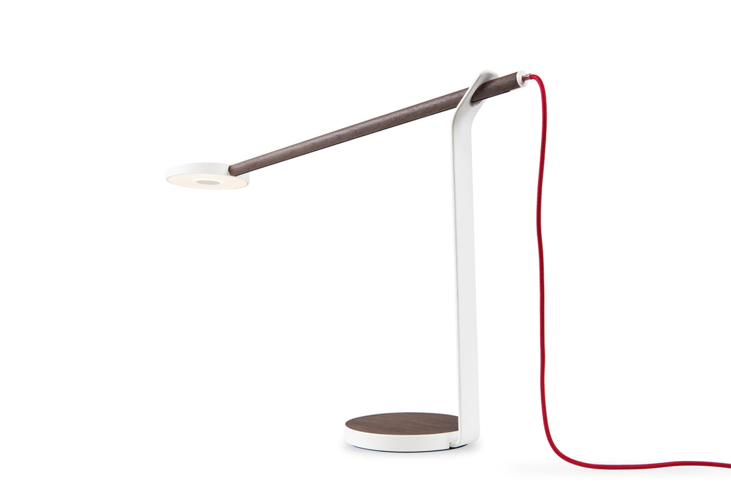 Gravy Desk Lamp (Walnut; Matte White; Warm light)