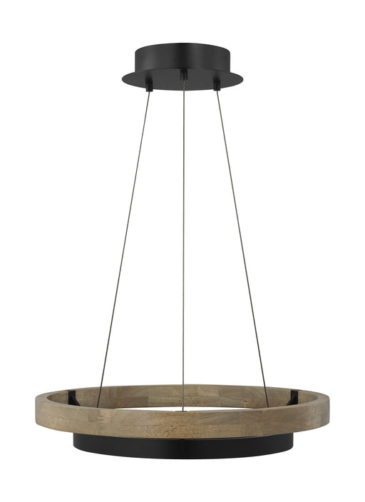 Grace 24" Chandelier in MATTE BLACK/WEATHERED OAK WOOD