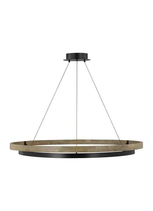Grace 48" Chandelier in MATTE BLACK/WEATHERED OAK WOOD