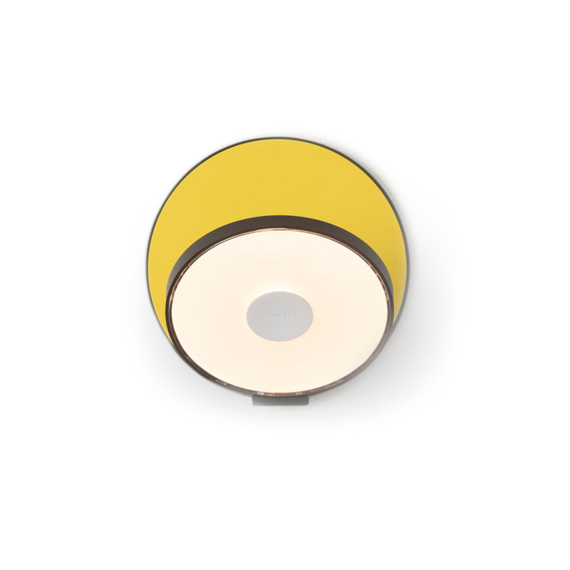 Gravy Wall Sconce - Metallic Black body, Matte Yellow plates - Plug-in