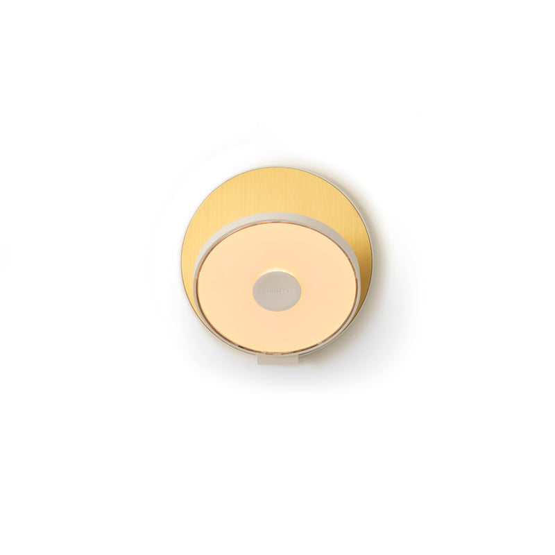 Gravy Wall Sconce - Matte White Body, Brass plates - Plug-in