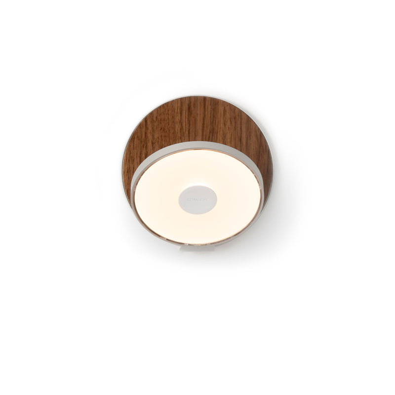 Gravy Wall Sconce - Silver body, Oiled Walnut plates - Plug-in