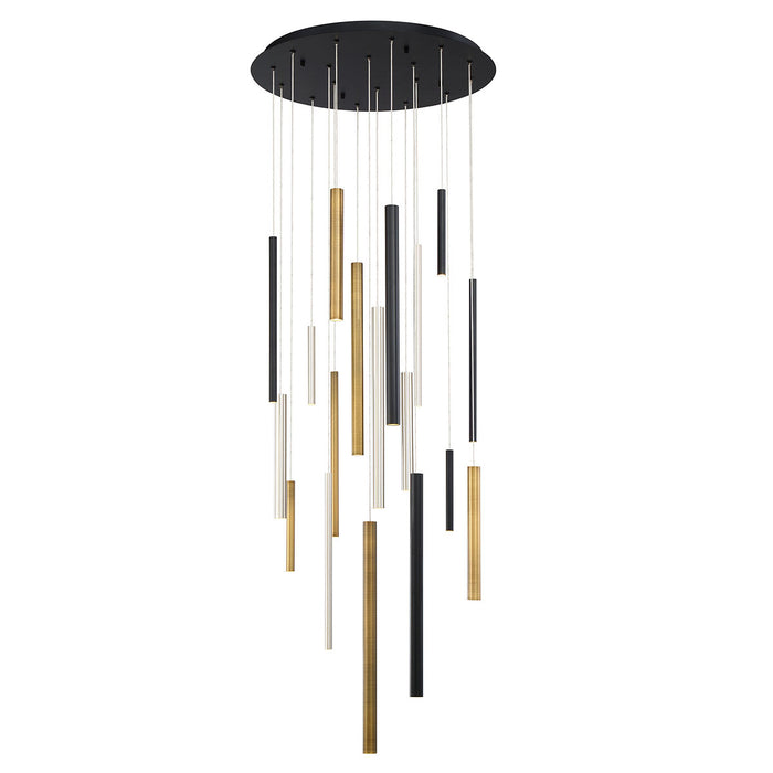 Santana 18-Light Chandelier in Black/Sn/Antique Brass