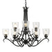 Parrish 9-Light Chandelier in Black with Seeded Glass - Lamps Expo