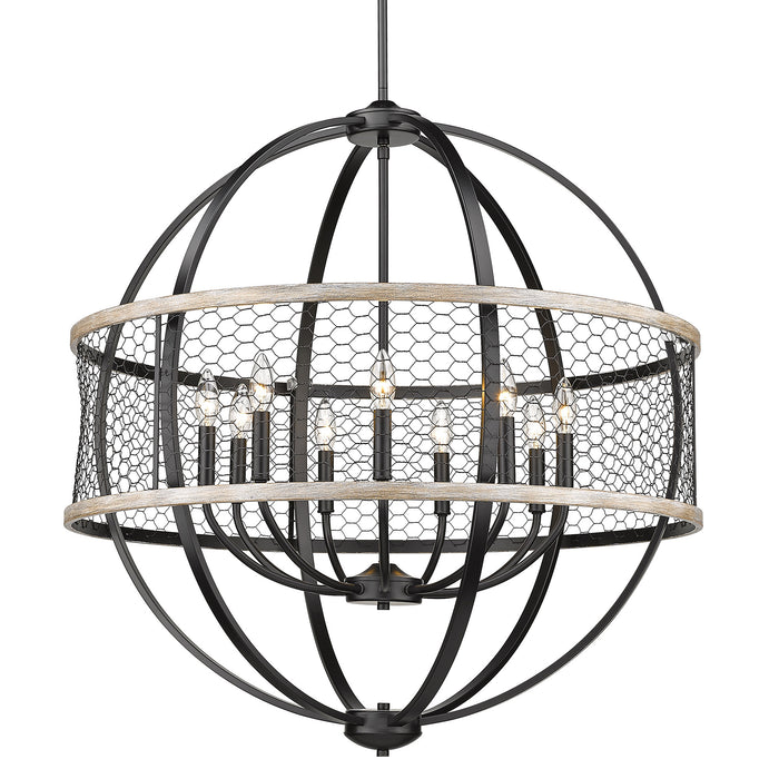 Roost 9-Light Chandelier in Black with Chicken Wire Shade - Lamps Expo