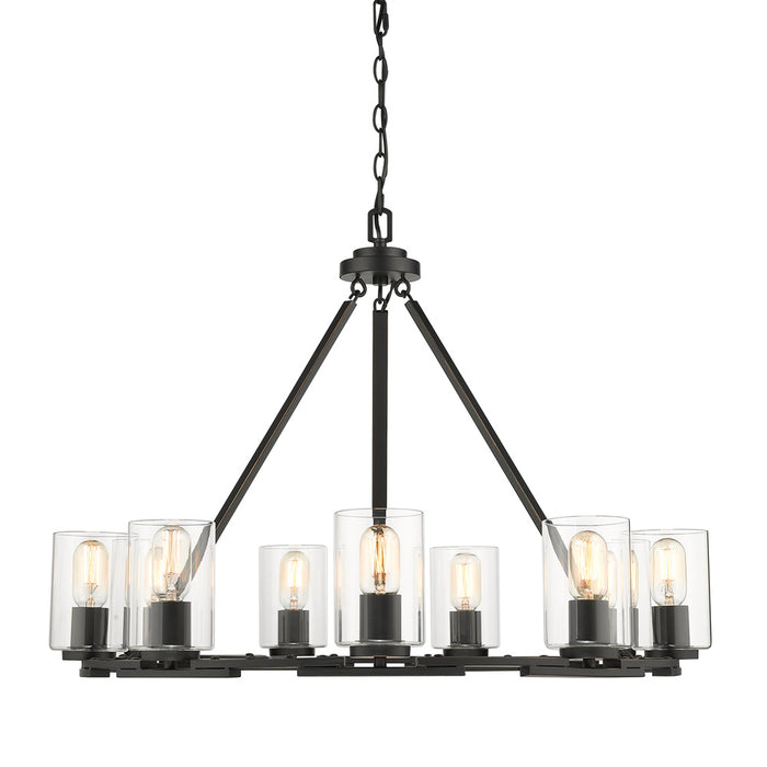 Monroe 9-Light Chandelier in Black with Clear Glass - Lamps Expo