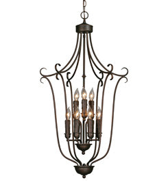 Multi-Family 2-Tier 9-Light Caged Foyer in Rubbed Bronze - Lamps Expo