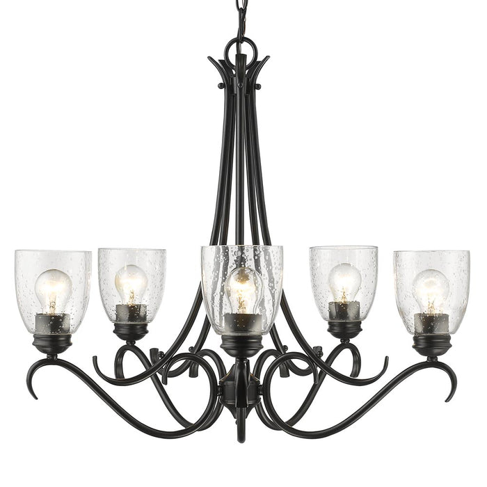 Parrish 5-Light Chandelier in Black with Seeded Glass - Lamps Expo