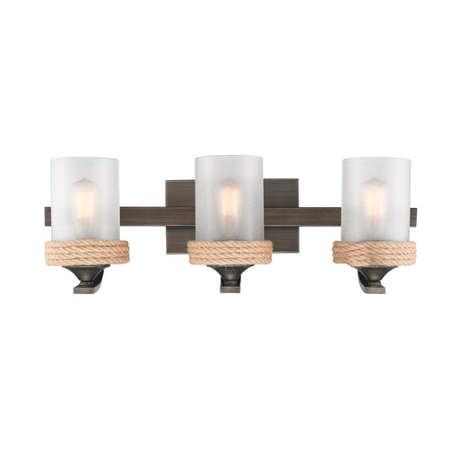 Chatham 3-Light Bath Vanity in Gunmetal Bronze with Clear Sandblasted Glass - Lamps Expo