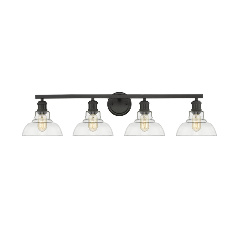 Carver 4-Light Bath Vanity in Black with Clear Glass Shades - Lamps Expo