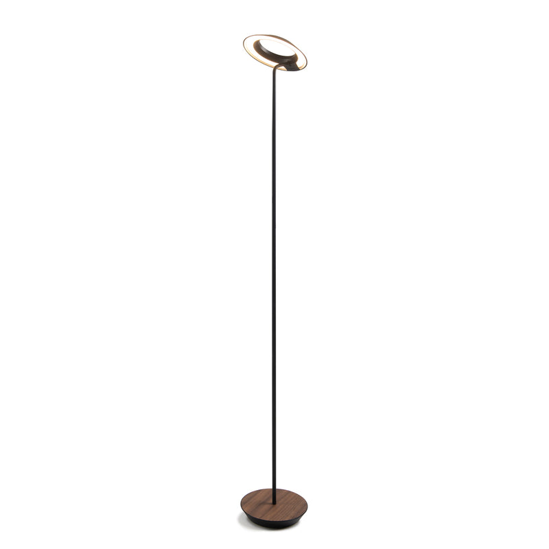 Royyo Floor Lamp, Matte Black Body, Oiled Walnut base plate