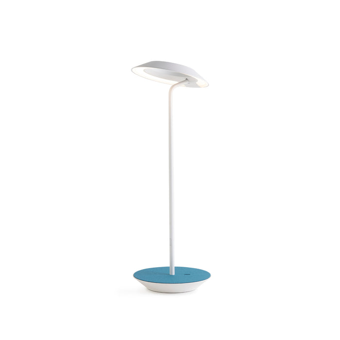 Royyo Desk Lamp, Matte White body, Azure Felt base plate