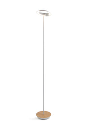 Royyo Floor Lamp, Matte White Body, White Oak base plate
