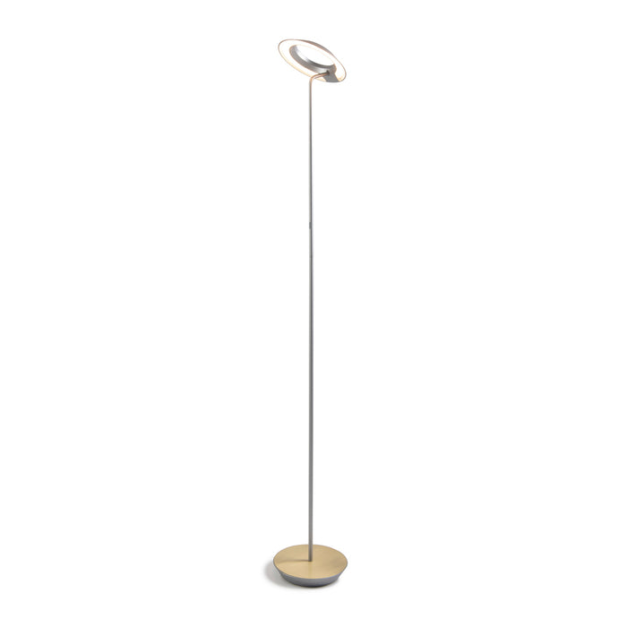 Royyo Floor Lamp, Silver Body, Brushed Brass base plate