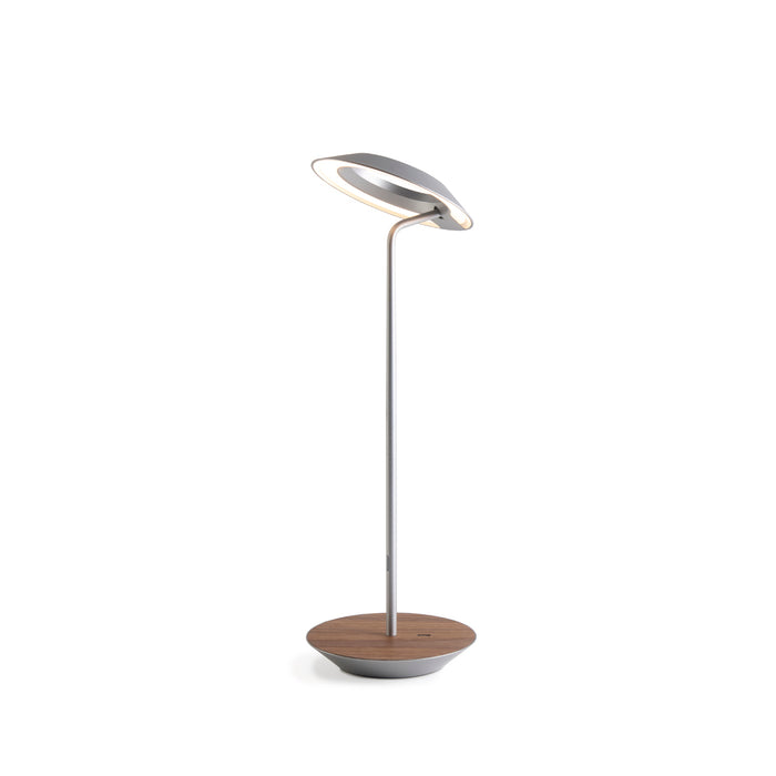 Royyo Desk Lamp, Silver body, Oiled Walnut base plate