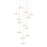 Royyo Pendant (Circular with 13 pendants), Matte White with Gold accent, Matte White Canopy