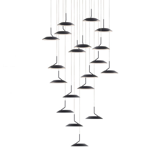 Royyo Pendant (Circular with 19 pendants), Matte Black, Matte Black Canopy