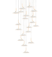 Royyo Pendant (Circular with 19 pendants), Matte White with Gold accent, Matte White Canopy