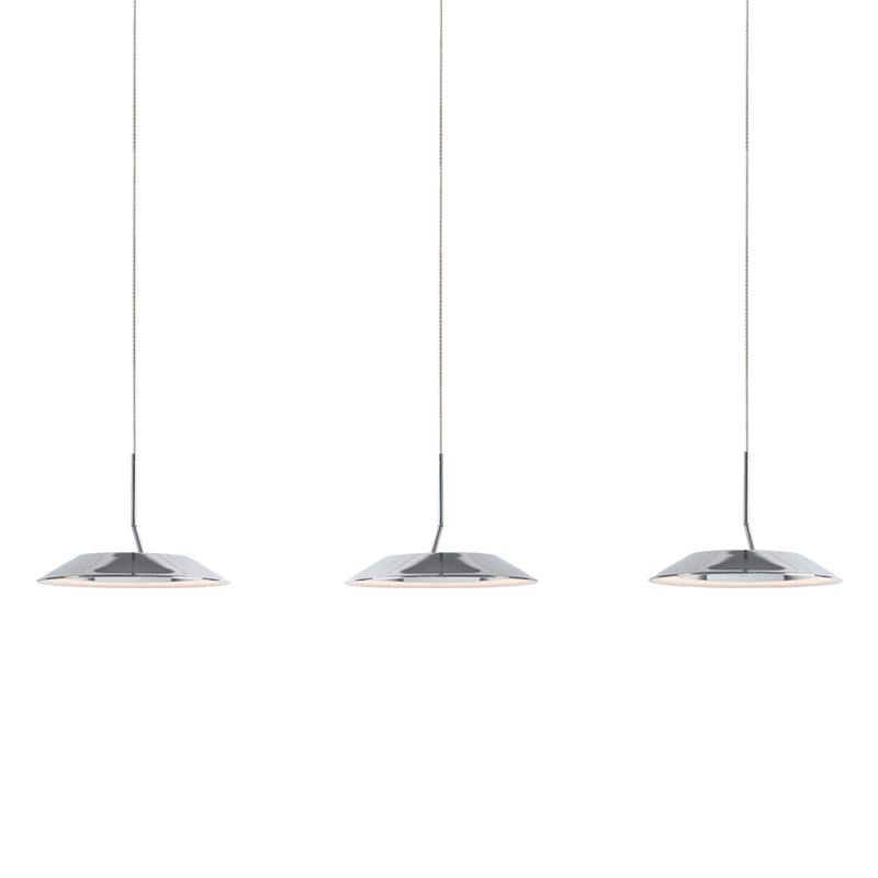 Royyo Pendant (linear with 3 pendants), Chrome, Matte White Canopy