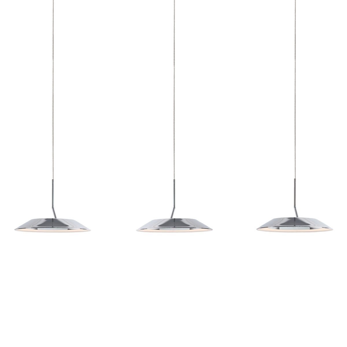 Royyo Pendant (linear with 3 pendants), Chrome, Matte White Canopy